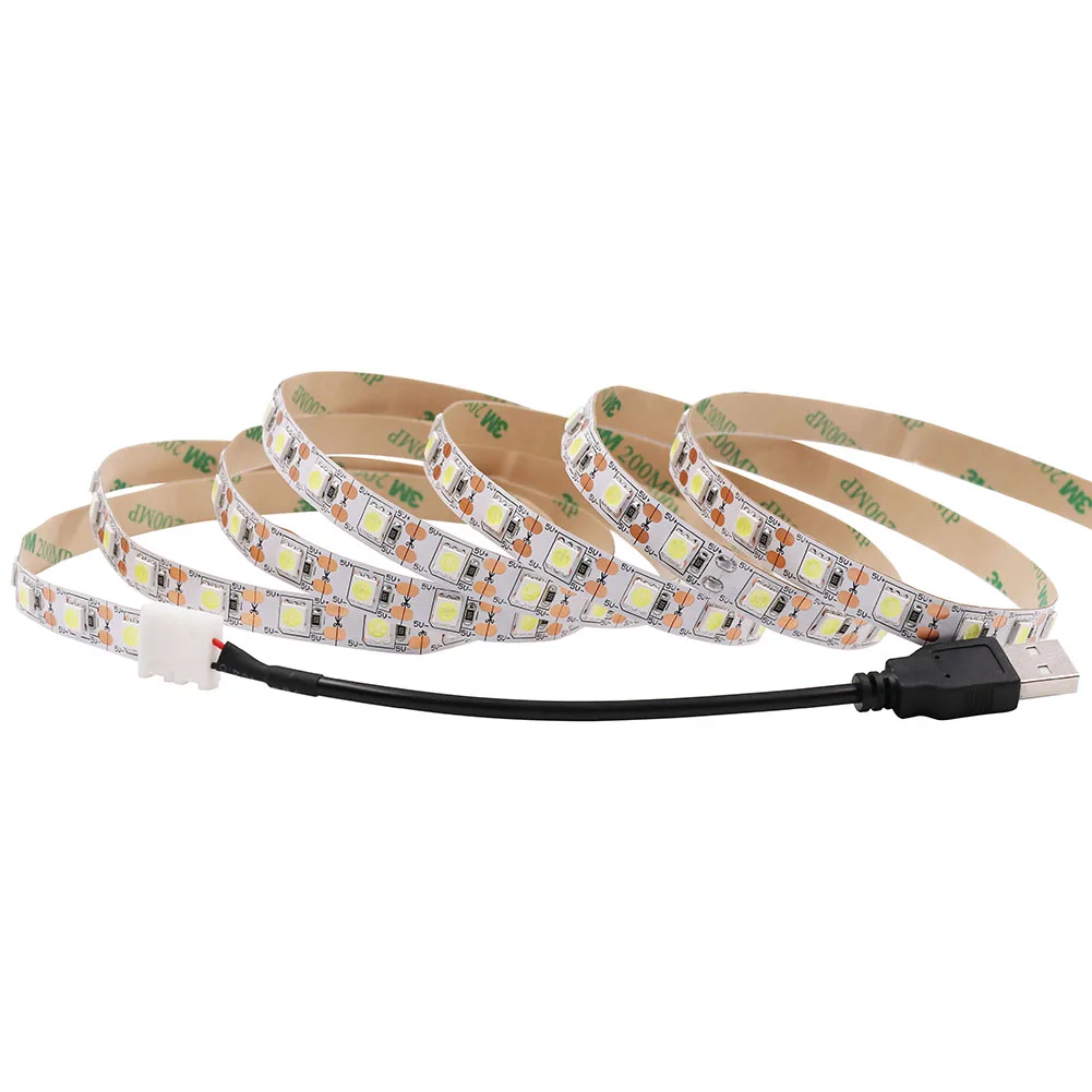 5 в 50 см, 1 м, 2 м, 3 м, 4 м, 5 м, USB кабель, силовой светодиодный светильник SMD 5050, Рождественская настольная декоративная лампа, лента для телевизора, фоновый светильник ing