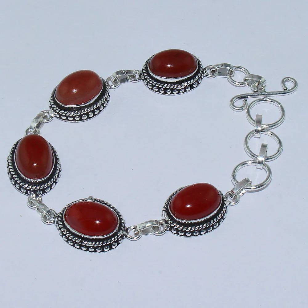 

Carnelian Bracelet Silver Overlay over Copper , 20.5cm, B0788