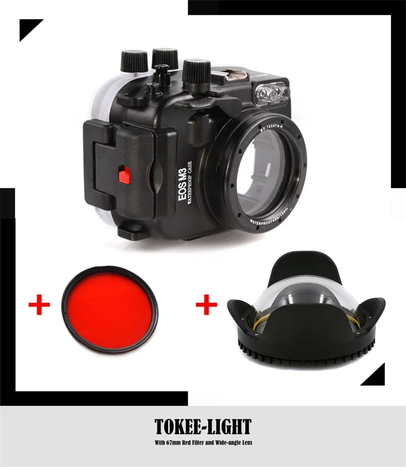 Underwater Housing Diving Case For Sony A5100 Red filter Arm Wide Angel Dome 