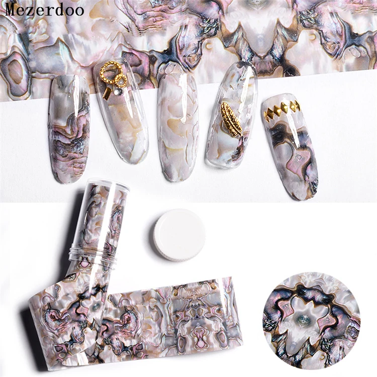 

5Pcs Japan Decal 3D Transfer Foil Paper Marble Abalone Shell/flower Transfer Nail Sticker Tips for Nails Decoration in Bottle