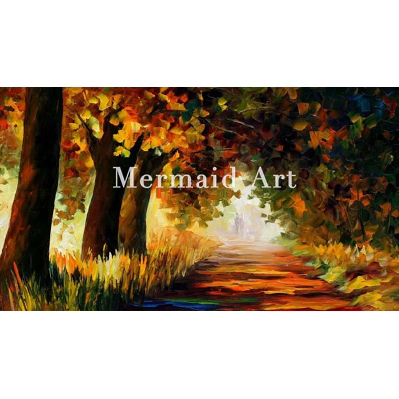 

Hand Painted Painting Landscape Under The Arch Autum Oil Painting On Canvas For Abstract Thick Palette Knife Painting Fine Art