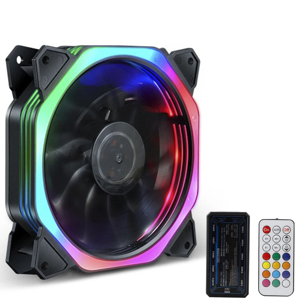 

12 LEDs PC Computer Cooling Fan Quite Laptop Fan with Remote Control xComputer Cooler Cooling RGB Case Fan For CPU 120 x120x25mm