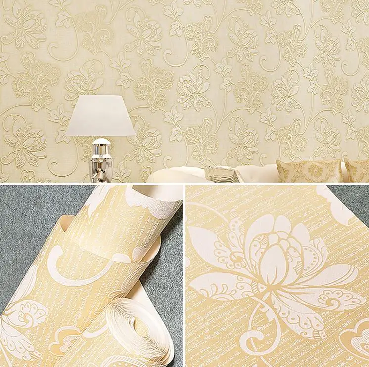 New European pastoral 3d self-adhesive non-woven wallpaper wallpaper bedroom warm girl personality living room wall New European pastoral 3d self-adhesive non-woven wallpaper wallpaper bedroom warm girl personality living room wall