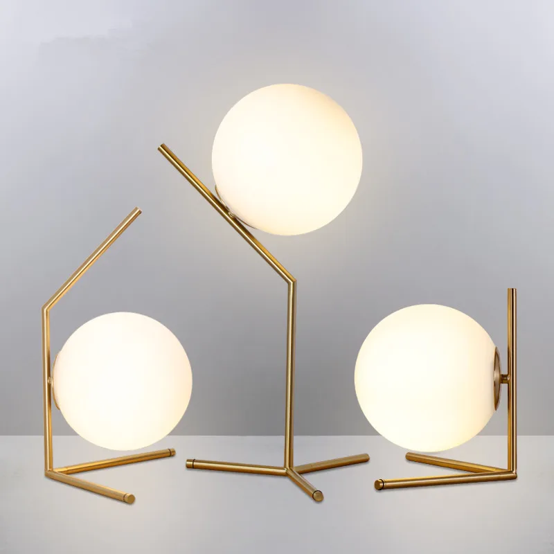 Modern Glass Ball Table Lamps Nordic LED Desk Lamps Shade Glass Ball Standing Lamp Light for Bedroom Living Room Fixtures