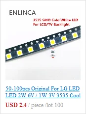 100 шт. SMD LED 2835 чипы 1 Вт 3 в 6 в 9 в 18 в бусины свет белый теплый 0,5 Вт 1 Вт 130лм поверхностное крепление PCB светоизлучающие лампы