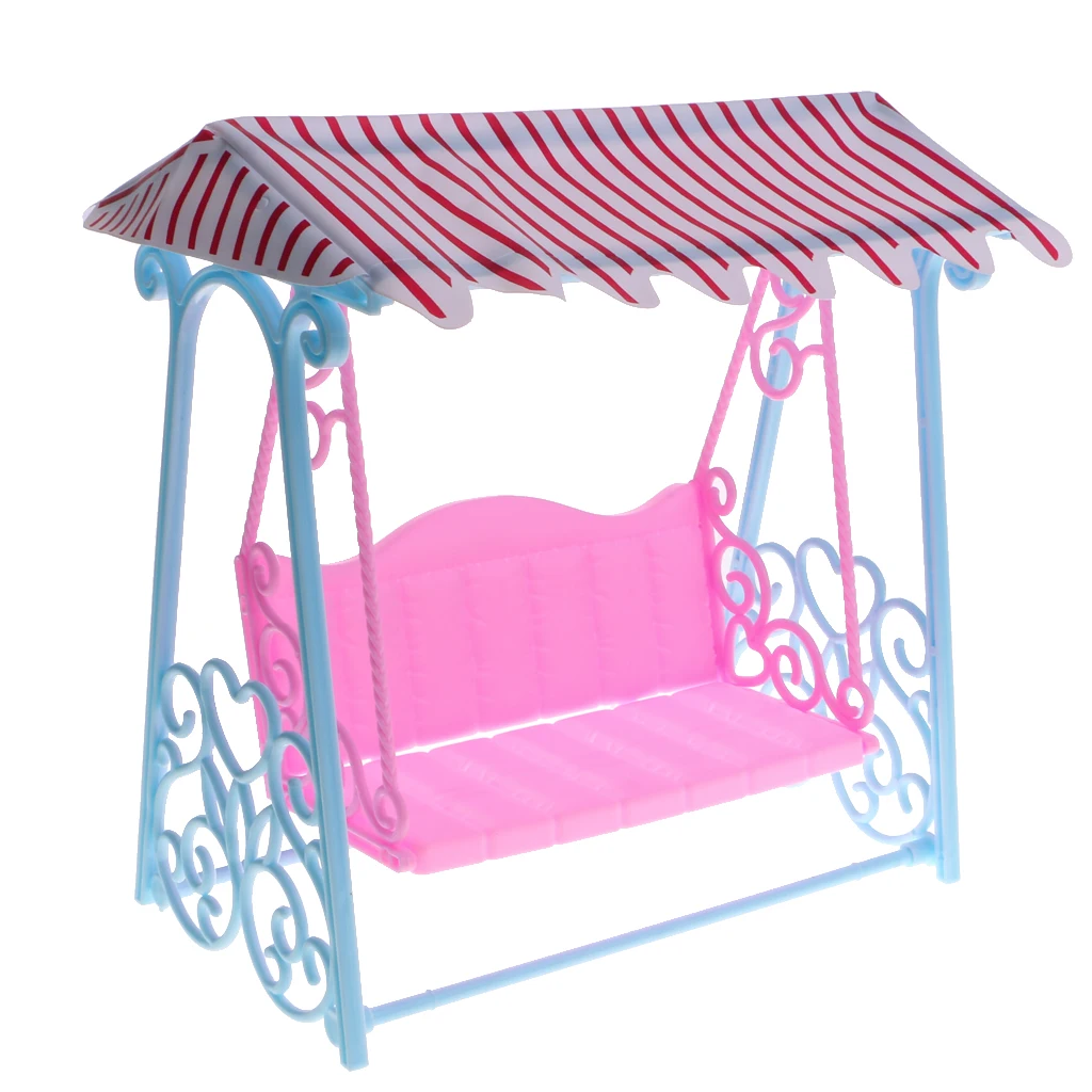1/6 Scale Plastic Miniature Swing with Roof Kit for  Dolls House Kitchen Dining Room Decoration Accessories