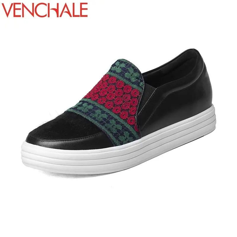 

VENCHALE chaussures campus round toe mixed colors single platform shoes zapatos mujer lace-up woman spring pumps large size