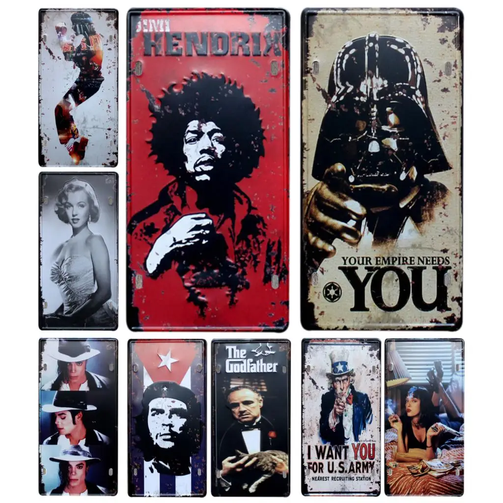 Hendrix Metal Tin Sign placa de licencia de coche Vintage decoración del hogar lata Barra de señal de garaje decorativo Metal señal Retro Bumpy Metal placa