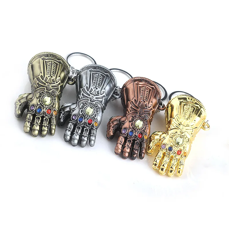 

2019 New Movies Jewelry Avengers 3 Thanos Infinity Glove Gauntlet Keychain Crystal Insert Metal Fist Pendant porte clef Car Key