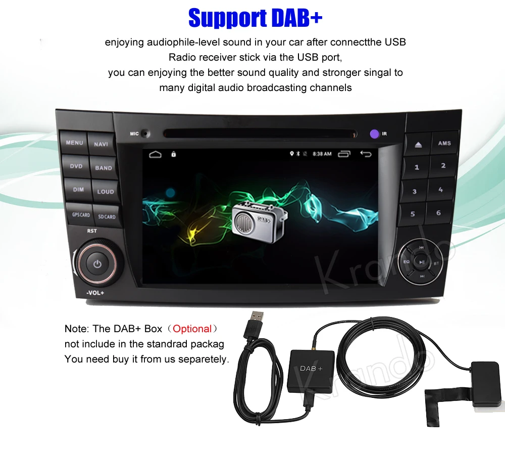 Clearance Krando 7" Android 8.1 car navigation multimedia system for Benz E-class W211 2002-2008 audio radio gps dvd player WIFI 3G DAB+ 11