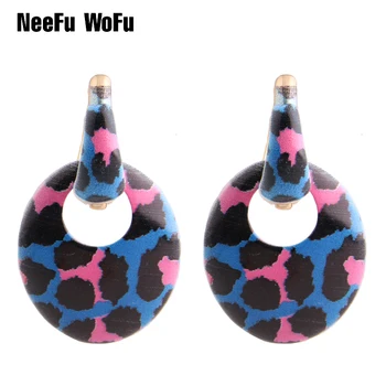 

NeeFu WoFu Tiger Earrings For Woman Zinc alloy Print Long Earring Large Brinco Ear Leopard Christmas