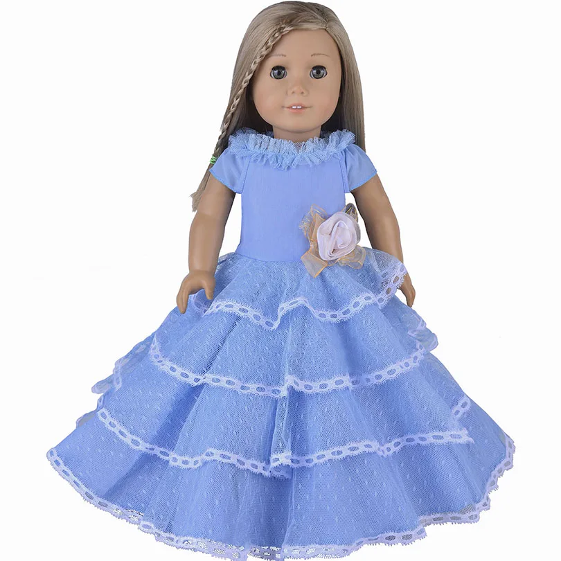 Elegant Style Blue Palace Dress Doll Clothes For 18 American Girl Handmade