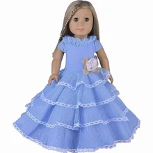 Elegant Style Blue Palace Dress Doll Clothes For 18 American Girl Handmade