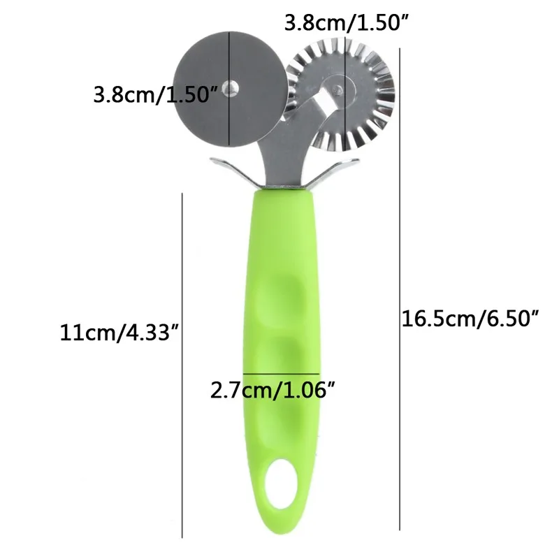 1PC Double Roller Pizza Knife Cutter Pastry Pasta Dough Crimper Wheel Rolling Kitchen Slicer Pastry Pizza Cutting Tools Hot C42