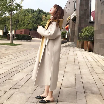 

Anti-season Overcoat Ladies Thicken Mid-long Nizi Wool Coat for Students in Autumn and Winter