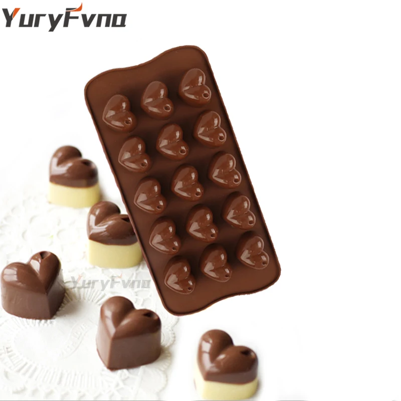 

YuryFvna Silicone Chocolate Candy Mold Ice Cube Tray BPA Free Hear-Shaped Candy Jelly Making Mold Non Stick Baking Mold