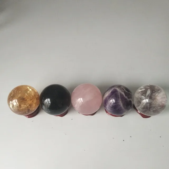 Lote de 5 unidades de bolas de cristal de cuarzo Natural, bolas de piedra de calcita, cristal rosa, amatista de sueño, cristal transparente Lote de 5 unidades de bolas de cristal de cuarzo Natural, bolas de piedra de calcita, cristal rosa, amatista de sueño, cristal transparente