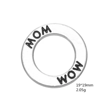 

Antique Silver Double Side MOM Round Tag Pendant Family Member Charm For Handmade Women Jewelry Making DIY Accessories 50PCS