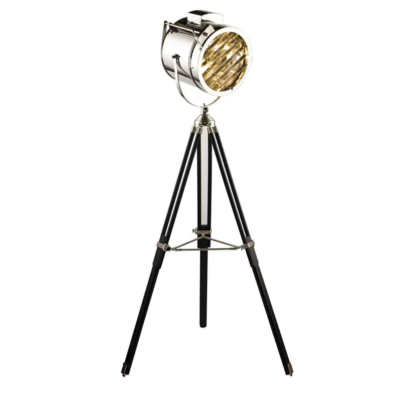 Top BDBQBL Nordic American Creative Studio Retro Industrial Bar Floor Lights E27 Tripod Searchlight Additional Net LED Floor Lamp 13