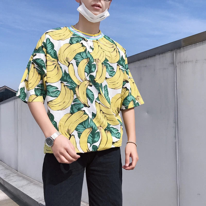Sloth Ride Banana Printed Mens Short-Sleeved Outdoors Tee Shirts