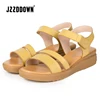 Sandalias planas de piel auténtica para mujer, zapatos de plataforma, zapatillas, chanclas, calzado de tacón medio a la moda para verano 2022 ► Foto 2/6