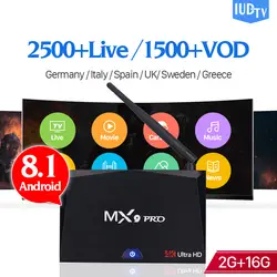 Испания Италия Турция португальское IPTV 1 год IUD ТВ MX9 Pro 2 + 16 г Android 8,1 BT двухдиапазонный wifi Германия, Швеция UK Box IP ТВ код