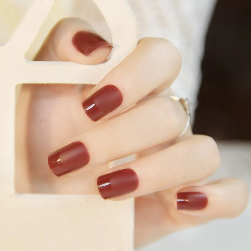Mulheres do Projeto da Arte Dicas da Arte do Unha Unhas Arylic Falsas Faça Você Mesmo Decoração Atacado Postizas Unha Cobertura Completa Preto Cor 24 Pcs Abs 12 Unhas postiças