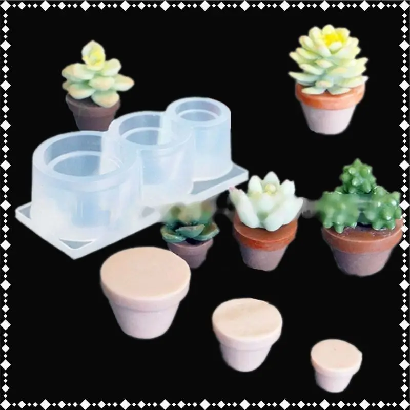 

Mini Size Flower Succulent Plants Flowerpot Silicone Resin Mold Art Craft Tools