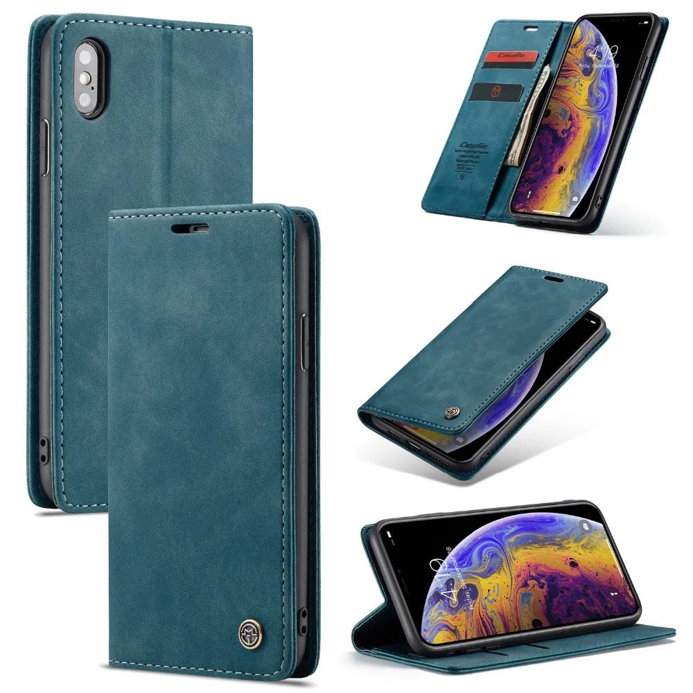 

Folio Flip Case for iPhone XS MAX Luxury Retro Magnetic Card Slot Wallet Cover for iPhone XR XS X iPhone 7 8 Case Funda Coque