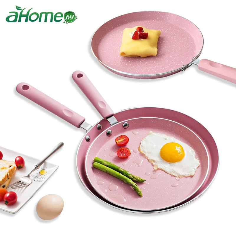 

Pink Cookware Pan Breakfast cake pot pizza plate fried egg non-stick Baking pot Omelet Pans frying Round Crepe pan 10 /8 inch