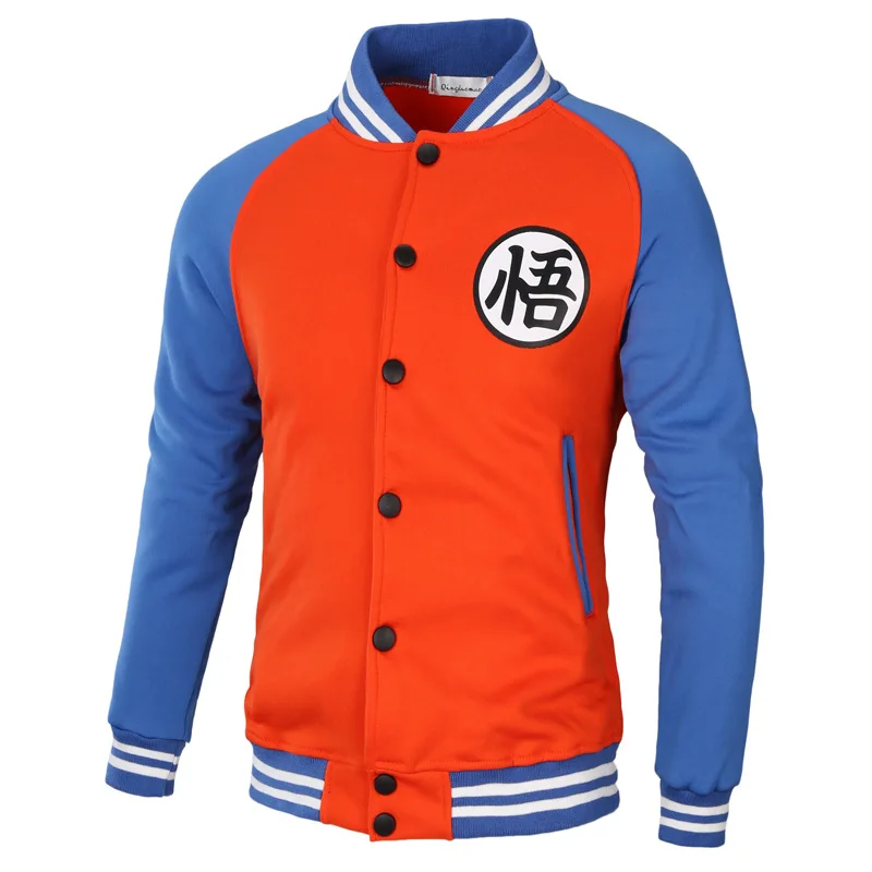 Dragon Ball Z Men Jacket Patchwork Casual Baseball Uniform Coat Male Streetwear Dragon Ball Z Men Jacket Patchwork Casual Baseball Uniform Coat Male Streetwear