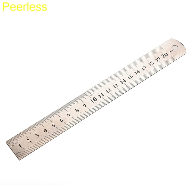 Peerless 20 см/дюйм нержавеющая сталь прямая Линейка Двусторонняя линейки измерительный инструмент
