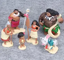 6 Pcs/Set 6-12cm Action Figures Moana Waialiki Maui Heihei Moana Adventure PVC Princess Toy Collection Dolls Children Gift
