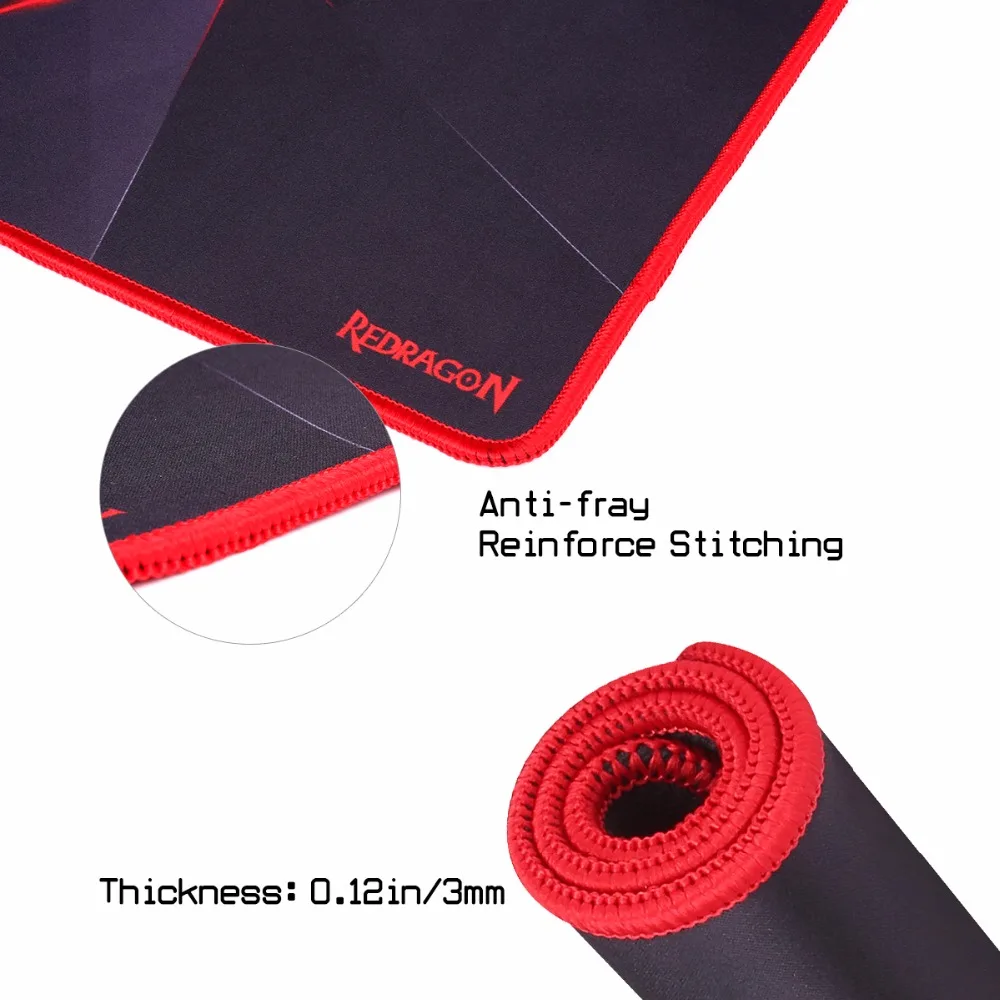 Redragon P012 Мышь Pad сшитые края Премиум текстуры коврик на нескользящей резиновой