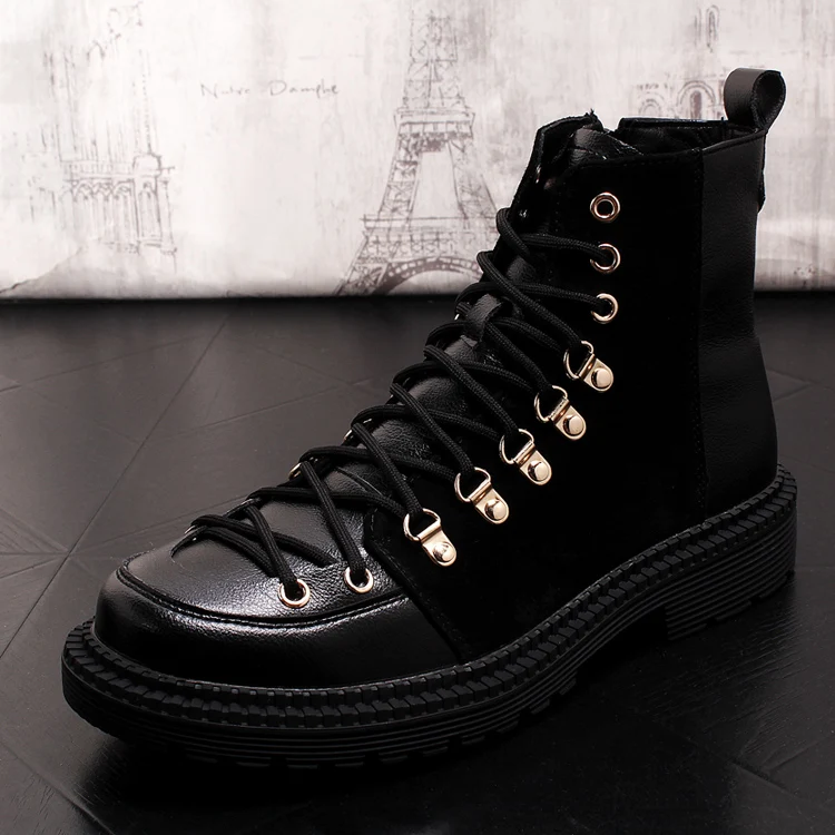 Британский стиль мужские натуральная кожа сапоги парадная обувь черные ботильоны на шнуровке в ковбойском стиле обувь на платформе sapatos hombre