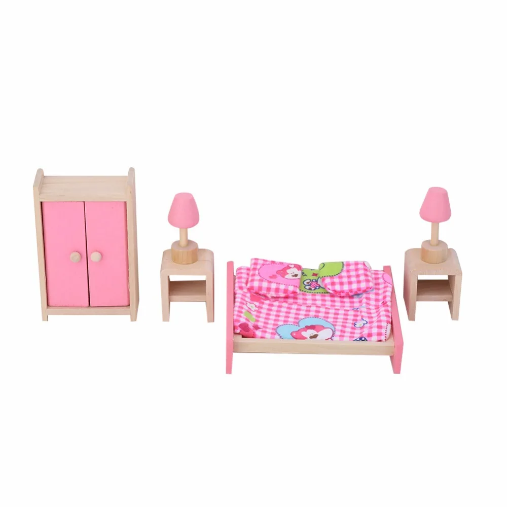 Имитация миниатюрной деревянной мебели игрушки кукольный домик деревянная мебель набор кукол детская комната для детей игровая игрушка мебель для кукол