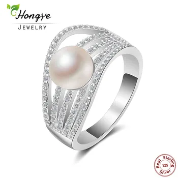 

Hongye 2020 New Special Women Pearl Rings Brand Design Freshwater Pearl with 925 Sterling Silver Ring Unique Fashion Jewelry