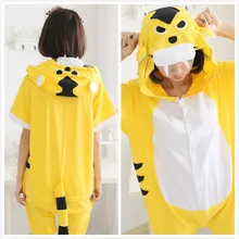 Дизайнерская пижама из хлопка с животным желтым тигром для взрослых, Пижама для косплея, Летний комбинезон, одежда для сна, XL