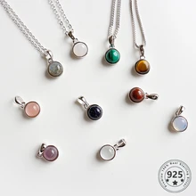LouLeur 925 пробы серебро, лабрадорит кристалл агат кулон геометрический опал тигровый глаз драгоценный камень маленькие подвески для женщин ювелирные изделия