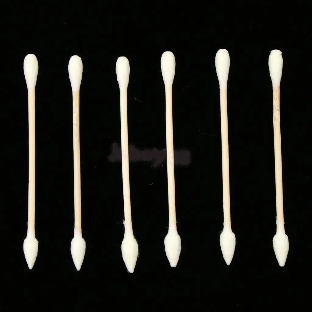 500 Pcs/Box Double Head  /Pointed Tips Makeup Cotton Swab Buds Ear Cleaning Tool Sturdy Wooden Handle