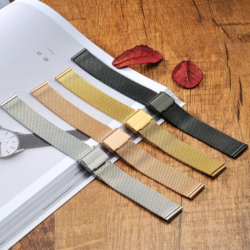 

18mm 20mm Metal Stainless Steel Women Watch Band Strap for DW Tissot Longines Series Sport Milanese Loop Mesh Watchband Bracelet