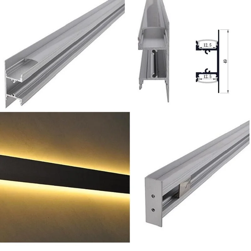 

4Packs x 3.3ft 1m Aluminum Channel System with Cover, End Cap, and Mounting Clip, for LED Strip Installations, Up/Down Indirect