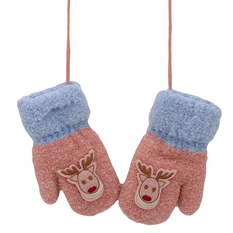 Fashion Children Winter Thick Gloves Cute Warm Winter Knitted Gloves Mittens Cartoon Print Warm Girls Boys Full Finger Gloves