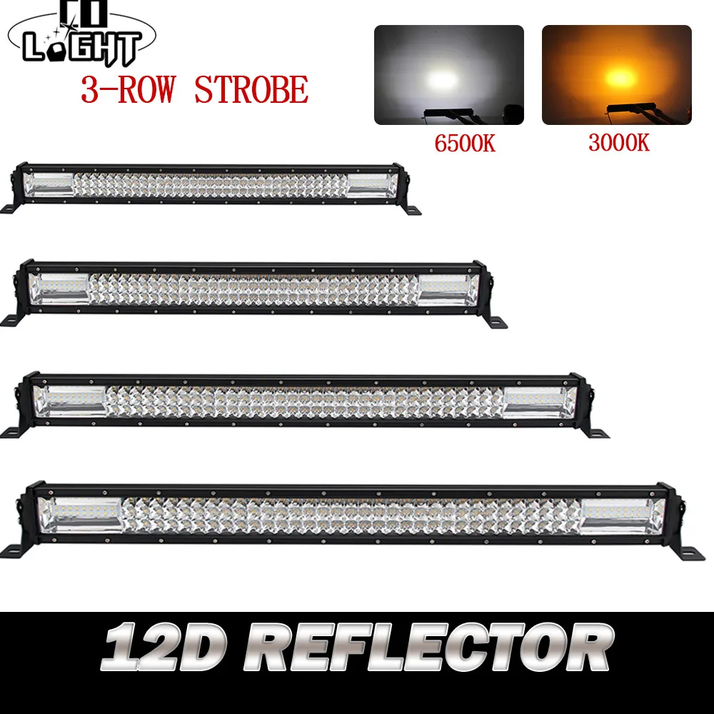 

CO LIGHT 22"32"42"52" 3-Row 12D Strobe Led Light Bar 2-Color 270W 405W 648W 783W Offroad Led Bar Combo for 4x4 SUV ATV Boat Jeep
