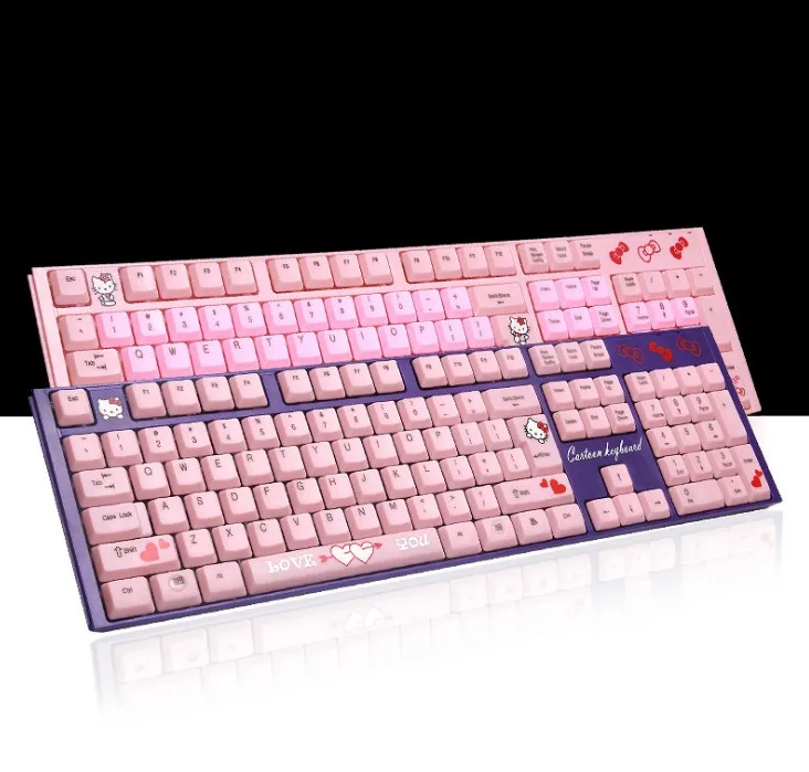 

Pink Hello Kitty USB Wired Keyboard Cute Cartoon 108 Keys KT Cat Desktop Laptop Computer Keyboard For Girls Gamer