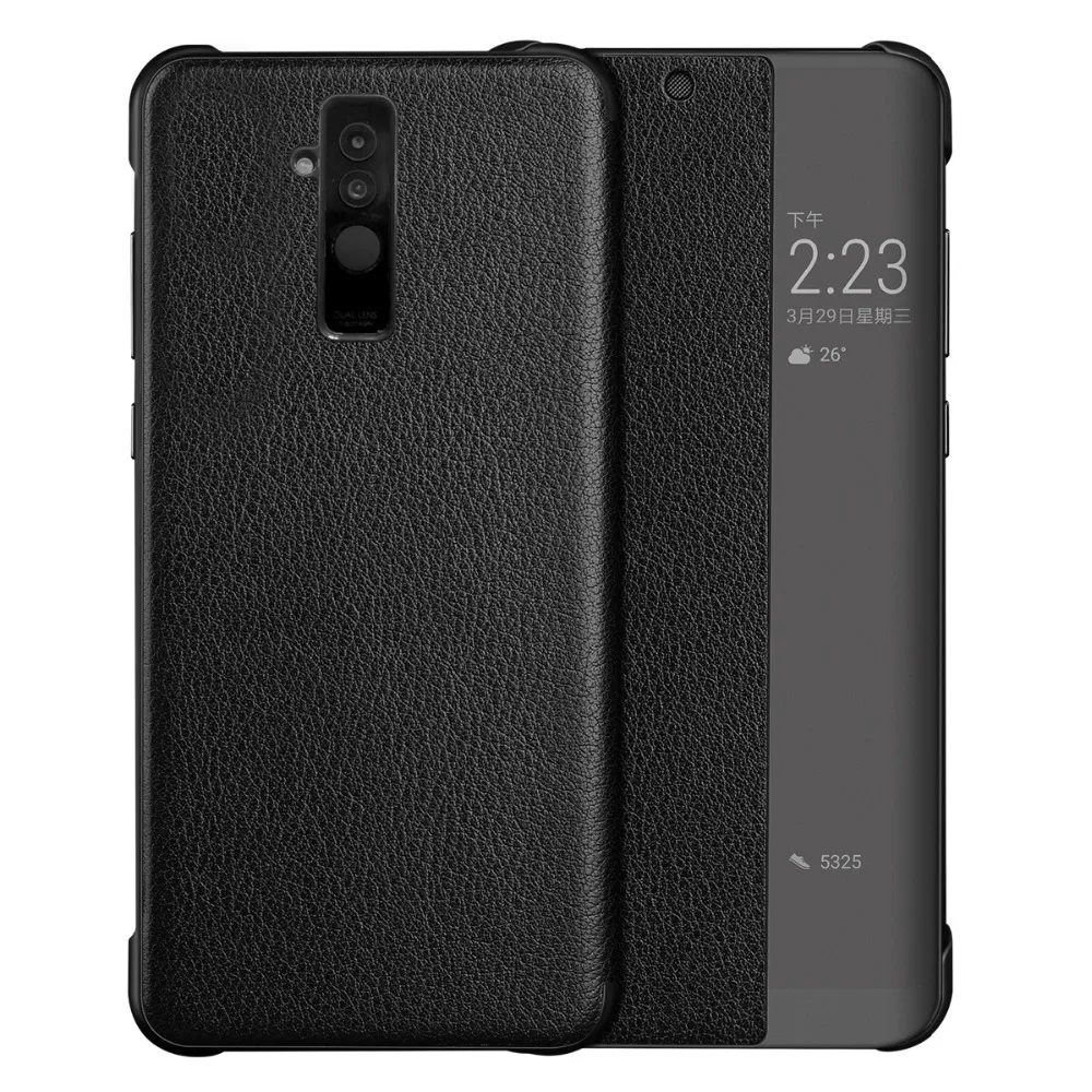 Роскошный умный чехол из натуральной кожи с окошком для Huawei Mate 9 PRO 10 P10 Plus P20 20 Lite