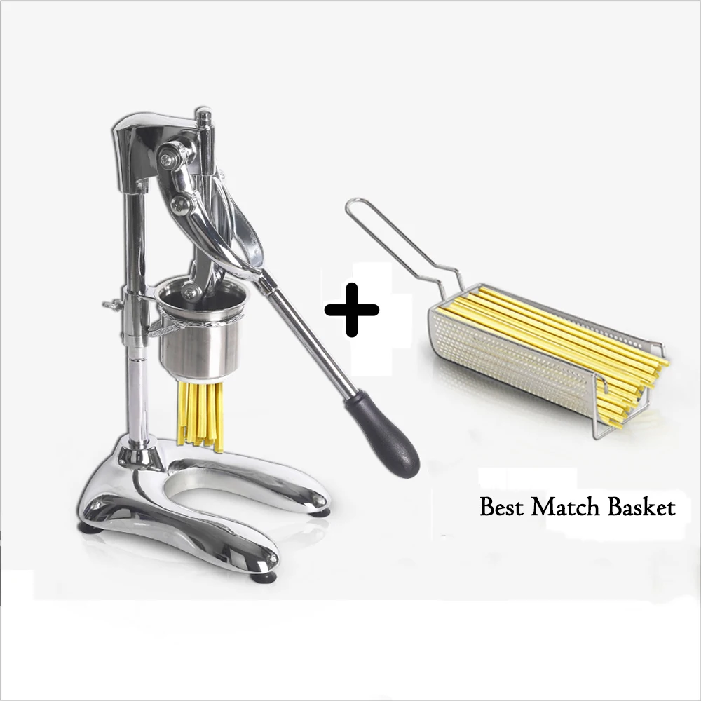 GZZT Manual Potato Chips Squeezer+ Fried Basket the Best Conbination for 30cm Long French Fries Potato Chip Kitchen Extruders