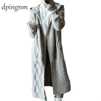 

2019 Winter New Fashion Women Fleece Sweater Europe American Button Warm Hooded Sweaters Irregular Solid Color Coat 3 Colors