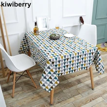 Triangle Printed Patterns Table Cloth Cotton Linen Dining Decorated Mediterranean style can wash the tablecloth