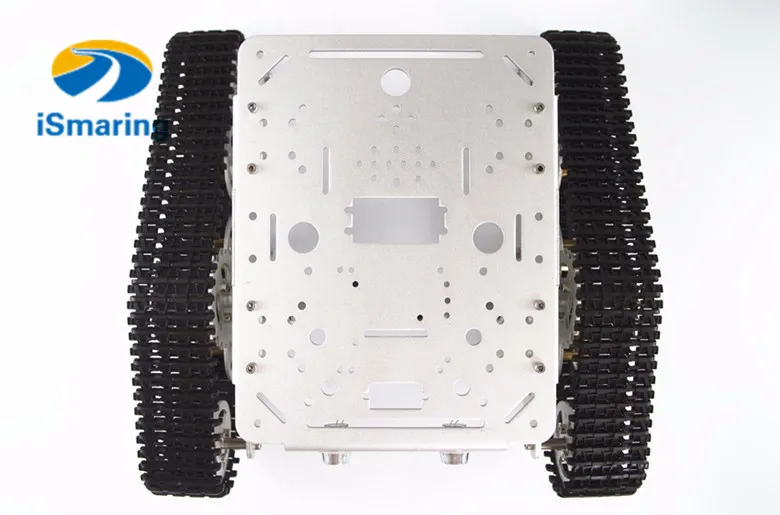 

Official iSmaring Silver Aluminum alloy smart metal tank car tracked clawler caterpillar chassis/experiment platform diy rc toy